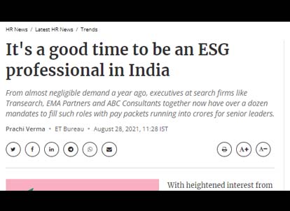 It's a good time to be an ESG professional in India