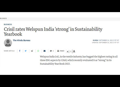 Crisil rates Welspun India 'strong' in Sustainability Yearbook
