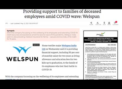 Providing Support To Families Of Deceased Employees Amid COVID Wave: Welspun