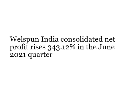 Net profit of Welspun India rose 343.12% to Rs 217.53 crore in the quarter ended